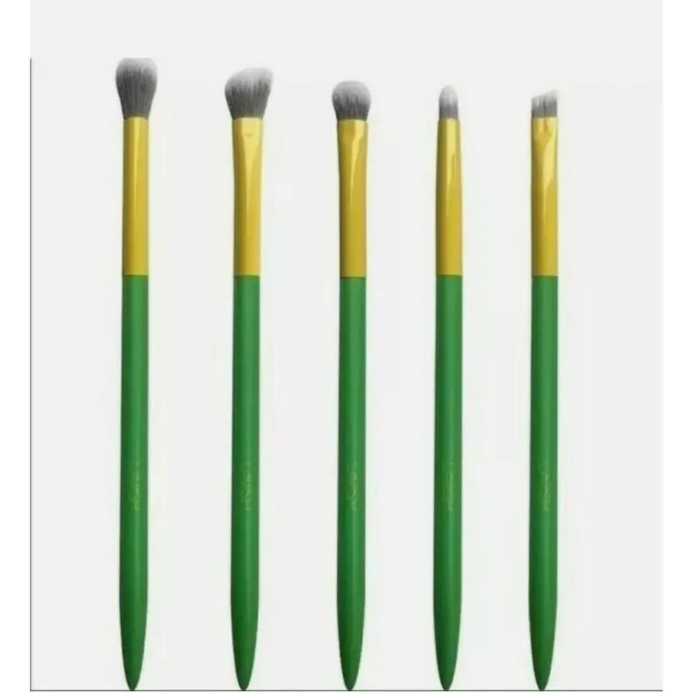 LAVISH Essential Eye Collection 5-Handcrafted Brushes Vegan Green/Yellow